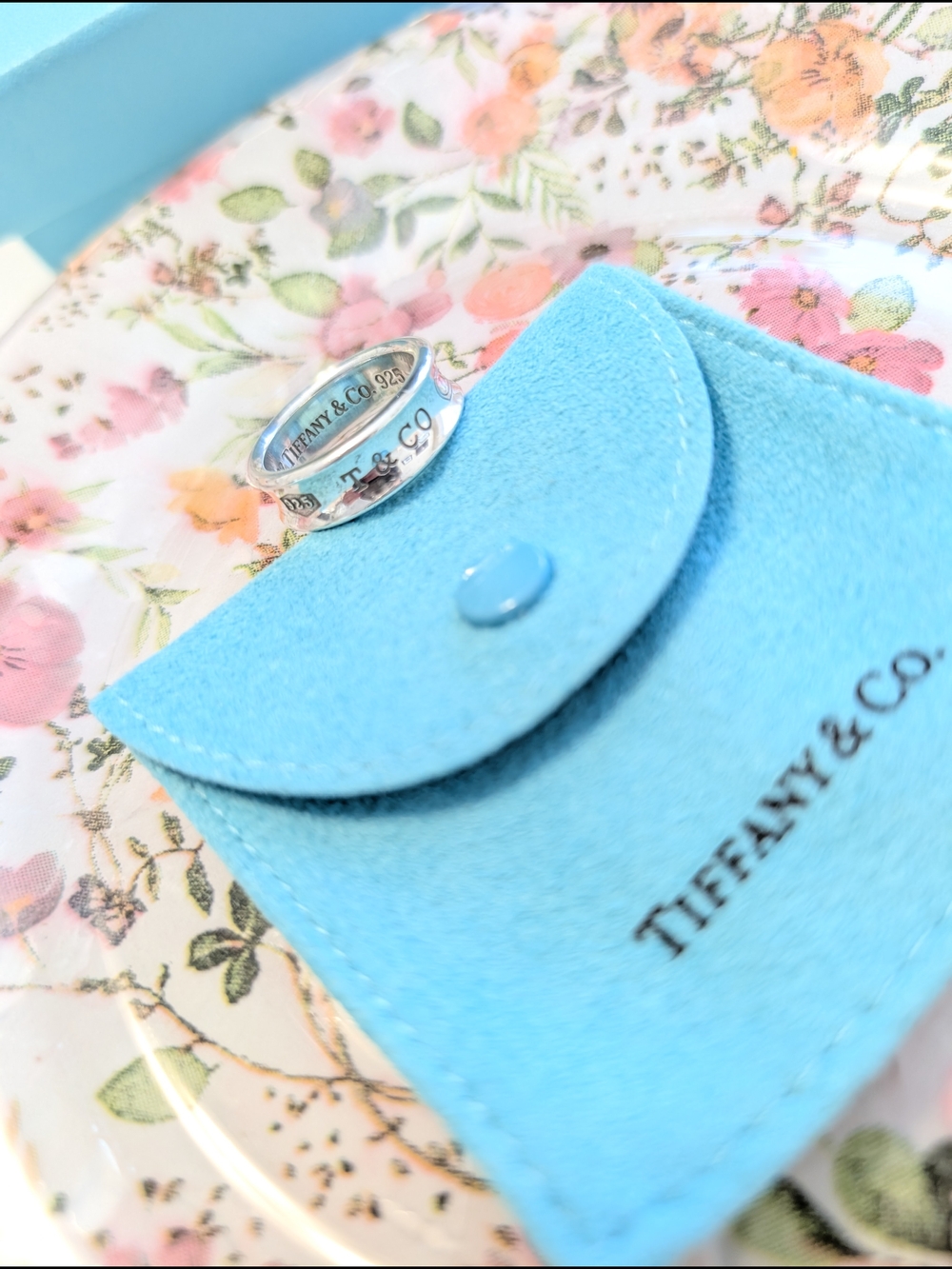 Tiffany & Co. 925 Sterling Silver Ring 1997 Vintage Unisex/ Original Box & Pouch - Picture 3 of 6